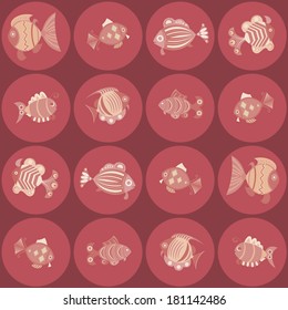 vector seamless pattern with fishes