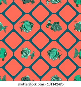 vector seamless pattern with fishes