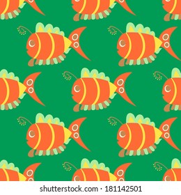 vector seamless pattern with fishes