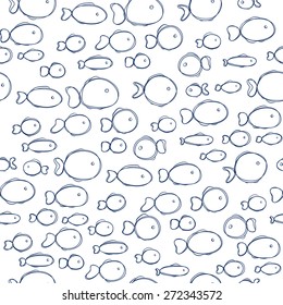 vector seamless pattern with fishes