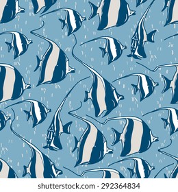 Vector seamless pattern with fishes
