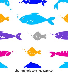 Vector seamless pattern with fishes.