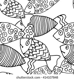 Vector seamless pattern with fishes