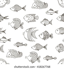 Vector seamless pattern with fishes
