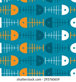 Vector seamless pattern with fishes. EPS 8 file with pattern in swatch menu