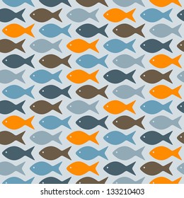 vector seamless pattern with fishes, fully editable eps 8 file with clipping masks and pattern in swatch menu