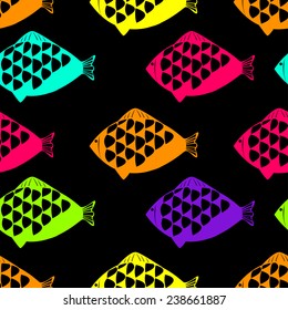 Vector seamless pattern with fishes. Illustration. EPS 8