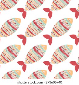 vector seamless pattern with fishes - Illustration