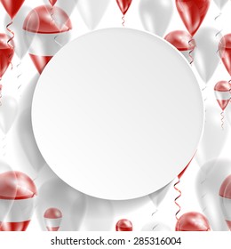 Vector seamless pattern with flag of Austria on balloon. Celebration and gifts. Paper circle with festive balloons on a white background. Independence Day