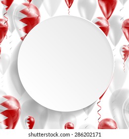 Vector seamless pattern with flag of Bahrain on balloon. Celebration and gifts. Paper circle with festive balloons on a white background. Independence Day. 