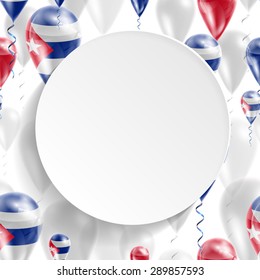 Vector seamless pattern with Flag of Cuba on balloon. Celebration and gifts. Paper circle with festive balloons on a white background. Independence Day