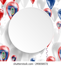 Vector seamless pattern with Flag of Guam on balloon. Celebration and gifts. Paper circle with festive balloons on a white background. Independence Day.