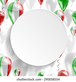 Vector seamless pattern with Flag of Italy on balloon. Celebration and gifts. Paper circle with festive balloons on a white background. Independence Day.