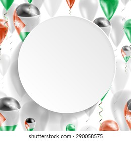 Vector seamless pattern with Flag of Jordan on balloon. Celebration and gifts. Paper circle with festive balloons on a white background. Independence Day.