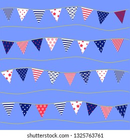 vector seamless pattern flags in nautical style, decoration for a holiday, children's birthday