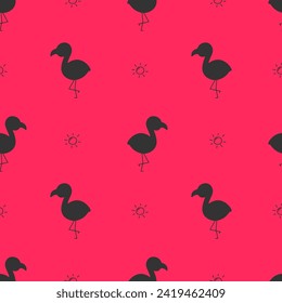 Vector seamless pattern with flamingo