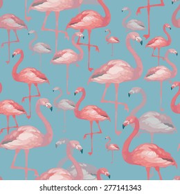 Vector seamless pattern flamingo