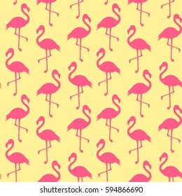 Vector seamless pattern with flamingo