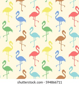 Vector seamless pattern with flamingo