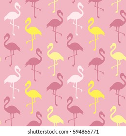 Vector seamless pattern with flamingo