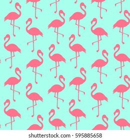 Vector seamless pattern with flamingo