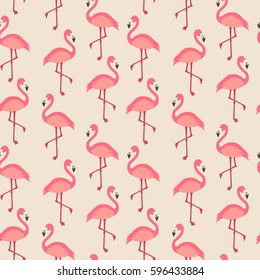 Vector seamless pattern with flamingo