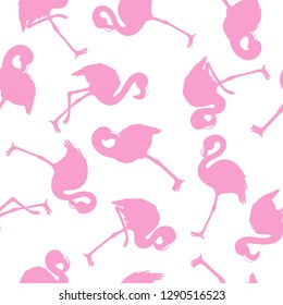 Vector seamless pattern with flamingos