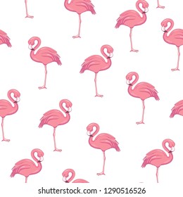 Vector seamless pattern with flamingos