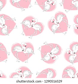 Vector seamless pattern with flamingos