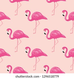 Vector seamless pattern with flamingos