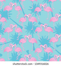 Vector seamless pattern with flamingos