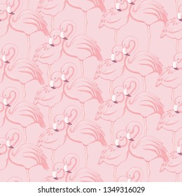 Vector seamless pattern with flamingos