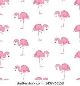 Vector seamless pattern with flamingos