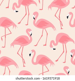 Vector seamless pattern with flamingos