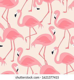 Vector seamless pattern with flamingos