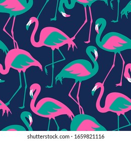 Vector seamless pattern with flamingos