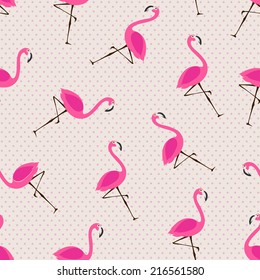 vector seamless pattern with flamingos