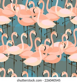 vector seamless pattern with flamingos