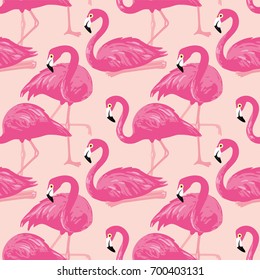 Vector seamless pattern with flamingos