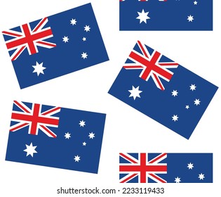 Patrón vectorial sin fisuras de bandera australiana plana aislada en fondo blanco