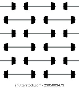 Vector seamless pattern of flat barbell isolated on white background