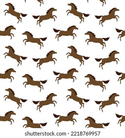 Vector seamless pattern of flat bay horse isolated on white background