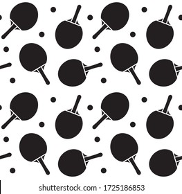 Vector seamless pattern of flat black ping pong table tennis sport icon isolated on white background