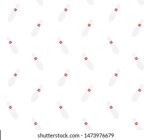 Vector seamless pattern of flat cartoon bowling skittles isolated on white background