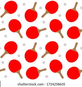 Vector seamless pattern of flat cartoon colored ping pong table tennis sport icon isolated on white background