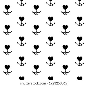 Vector seamless pattern of flat cartoon rabbit face nose isolated on white background