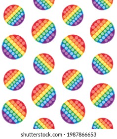 Vector seamless pattern of flat cartoon simple dimple pop it toy isolated on white background