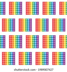 Patrón vectorial sin fisuras de caricatura plana pop it simple dimple aislado en fondo blanco