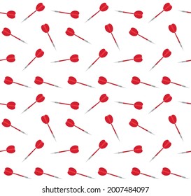 Vector seamless pattern of flat cartoon colored dart isolated on white background