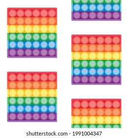 Vector seamless pattern of flat colored cartoon pop it simple dimple isolated on white background